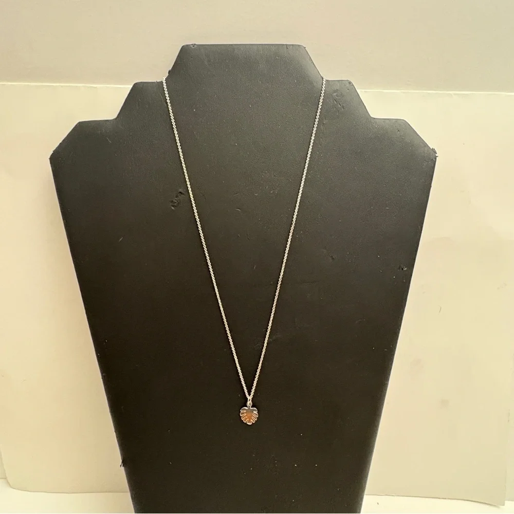 Misha Hawaii Silver Necklace with Leaf Pendant